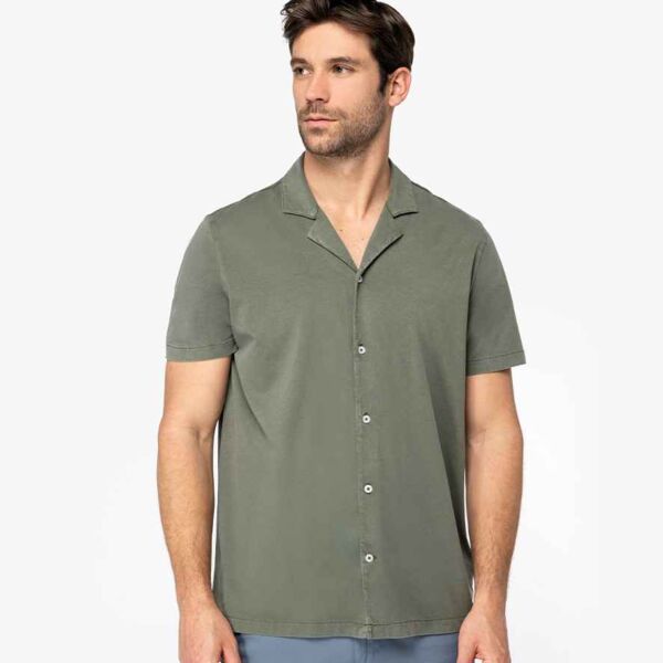 Spasso Jersey Short Sleeve Bowling Collar Shirt Thumbnail